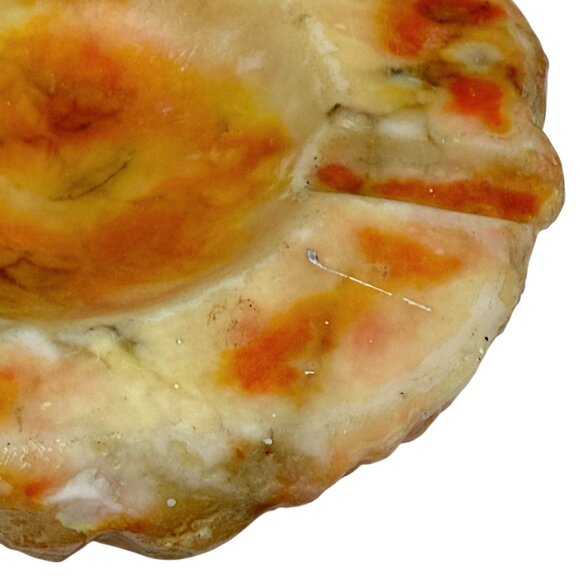 Vintage Orange Alabaster Ashtray / Cigar Rest Made in Italy 1970s ABF Tobacciana - Picture 2 of 9